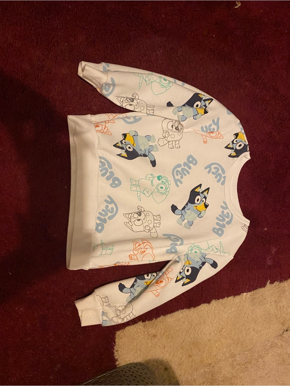 White Bluey Kids Sweatshirt with Character Print